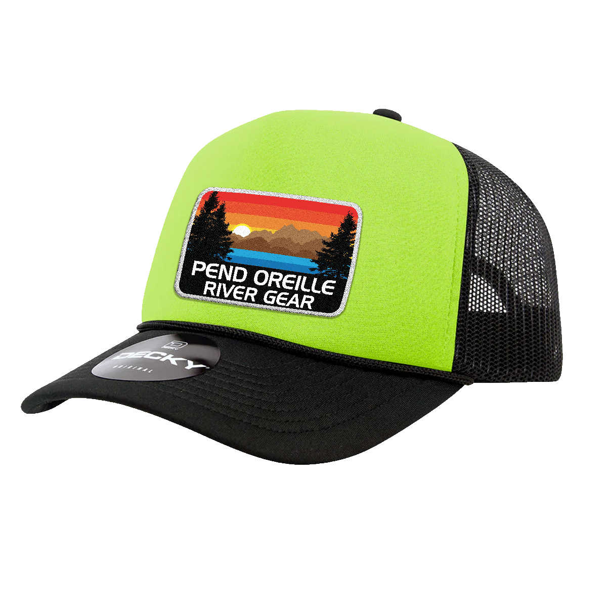 2024 Prg Decky 220 2 Tone Neon Foam Trucker Pend Oreille River Gear 3723